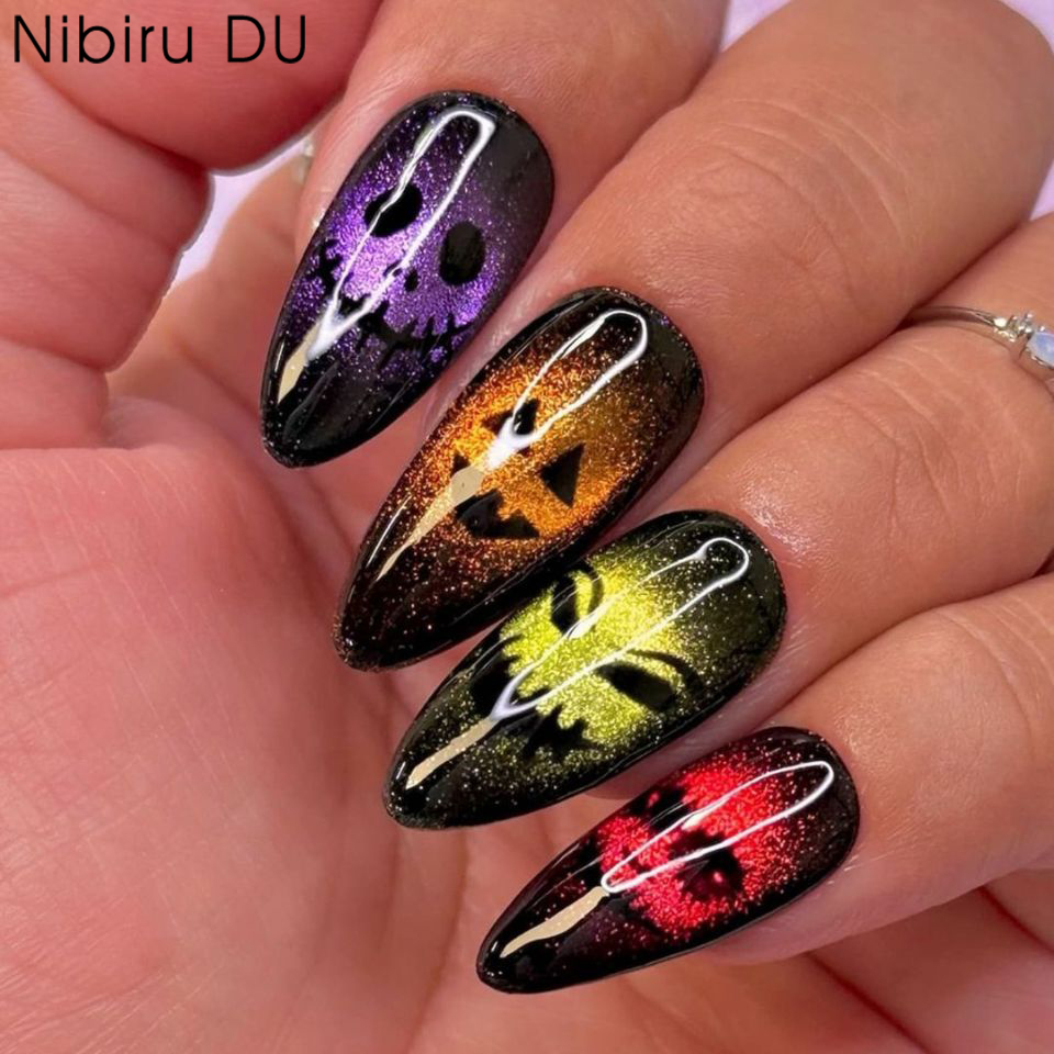 Resin Art Case - 24pcs 2025 Halloween Kuku Palsu 3D