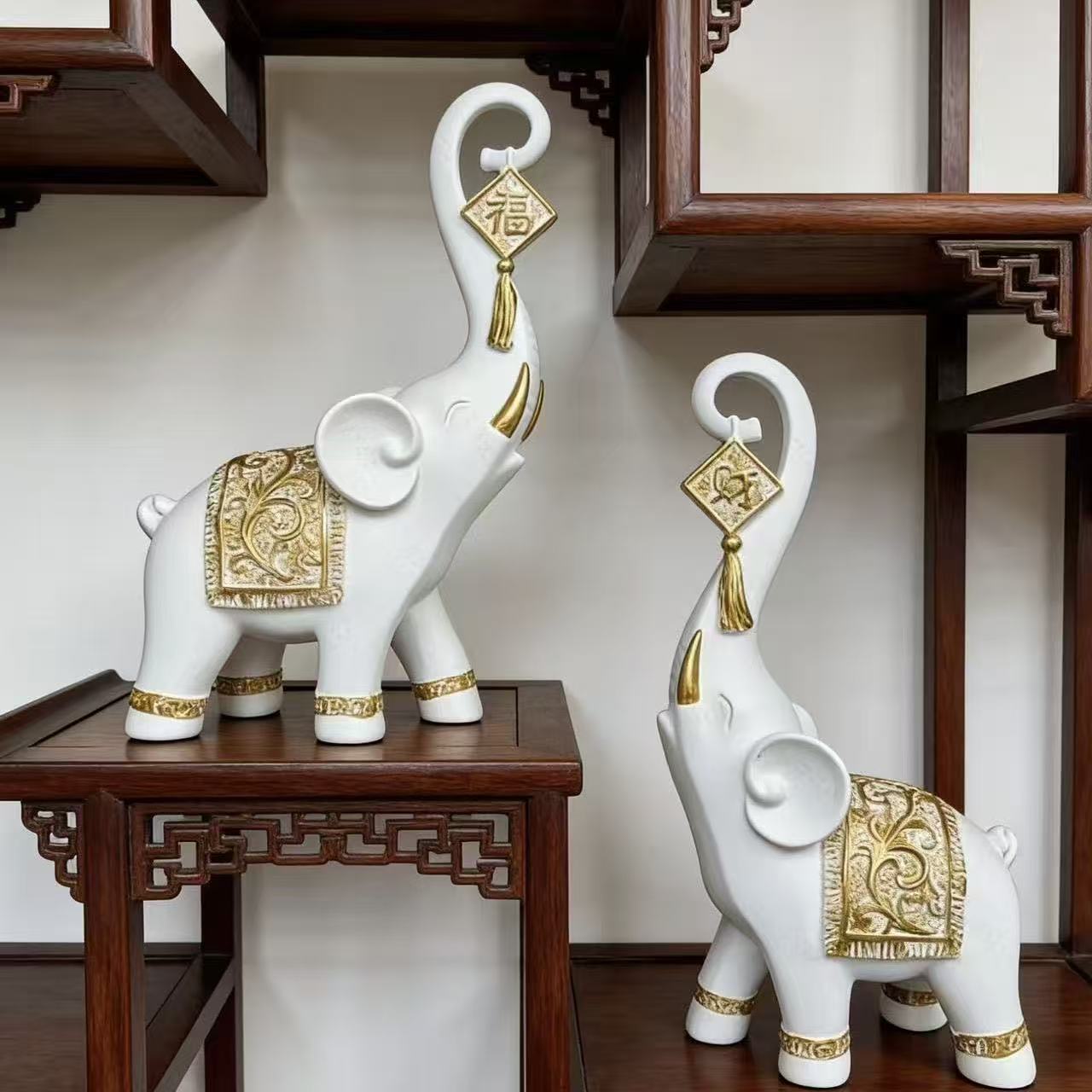 Satu Pasang Patung Gajah Tiong - Resin Art Wedding Gift ulasan dan harga